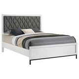 Sonora Queen Upholstered Panel Bed displaying padded headboard