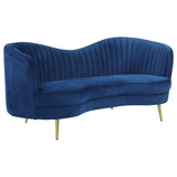 SOPHIA Sophia 2-piece Upholstered Channel Tufted Sofa Set Blue 506861-S2 - Ella Furniture