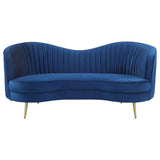 SOPHIA Sophia 2-piece Upholstered Channel Tufted Sofa Set Blue 506861-S2 - Ella Furniture