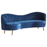 SOPHIA Sophia 3-piece Upholstered Channel Tufted Sofa Set Blue 506861-S3 - Ella Furniture