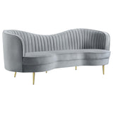 SOPHIA Sophia 3-piece Upholstered Channel Tufted Sofa Set Grey 506864-S3 - Ella Furniture