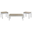 Stacie 3-piece coffee table set antique pine and white front view of coffee table
