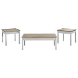 Stacie 3-piece coffee table set antique pine and white front view of coffee table