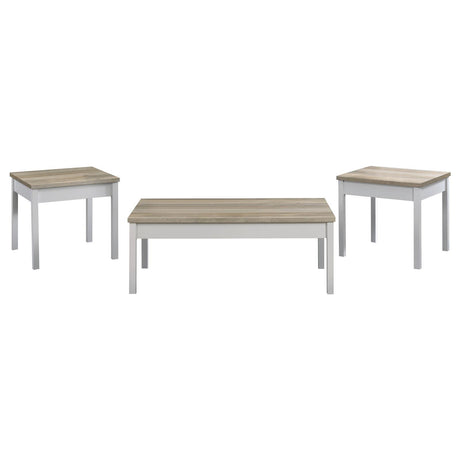 Stacie 3-piece coffee table set antique pine and white front view of coffee table
