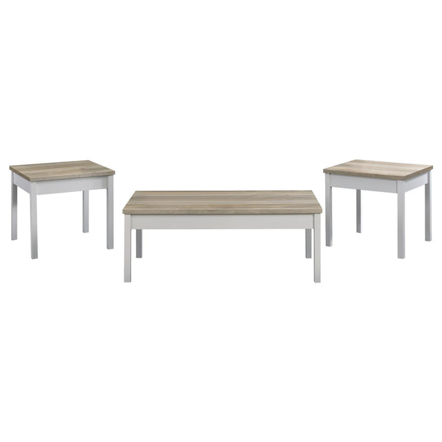Stacie 3-piece coffee table set antique pine and white front view of coffee table