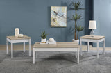 Stacie 3-piece coffee table set antique pine and white side view of end table