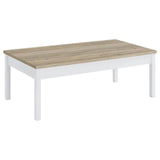 Stacie 3-piece coffee table set antique pine and white angled view of coffee table and end table