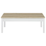 Stacie 3-piece coffee table set antique pine and white top view of coffee table surface