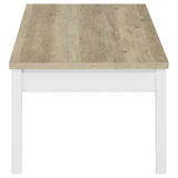 Stacie 3-piece coffee table set antique pine and white detailed view of wood grain and finish