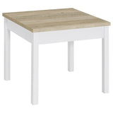 Stacie 3-piece coffee table set antique pine and white showing rectangular coffee table shape