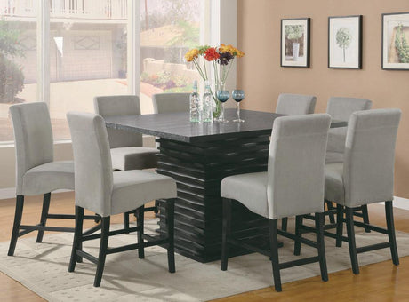 Main view of Stanton Black Rectangle Pedestal Dining Room Set dining table with 4 chairs