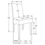 Room perspective of dining set with pedestal table and grey fabric chairs