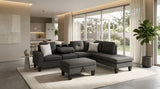 Star Dark Grey Fabric Sectional with Storage Ottoman and Drop-Down Table from Decor Furniture