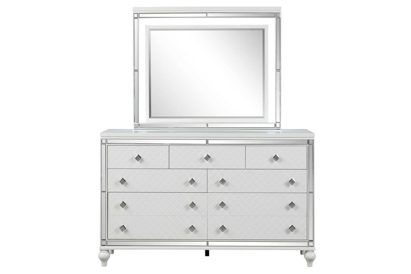 Stars White LED Upholstered Panel Bedroom Set side angle