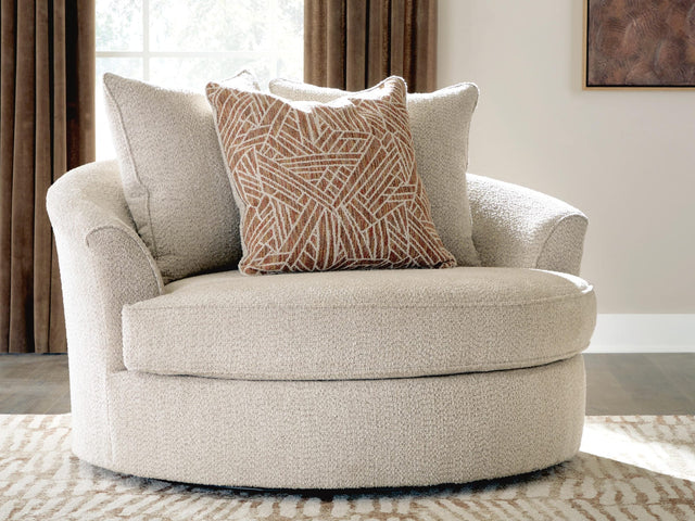 Steelwater Retreat Latte Chenille Oversized Swivel Accent Chair from Decor Furniture