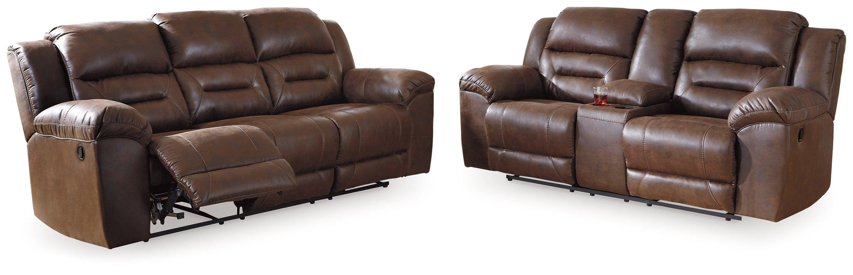 Stoneland Chocolate loveseat angled view