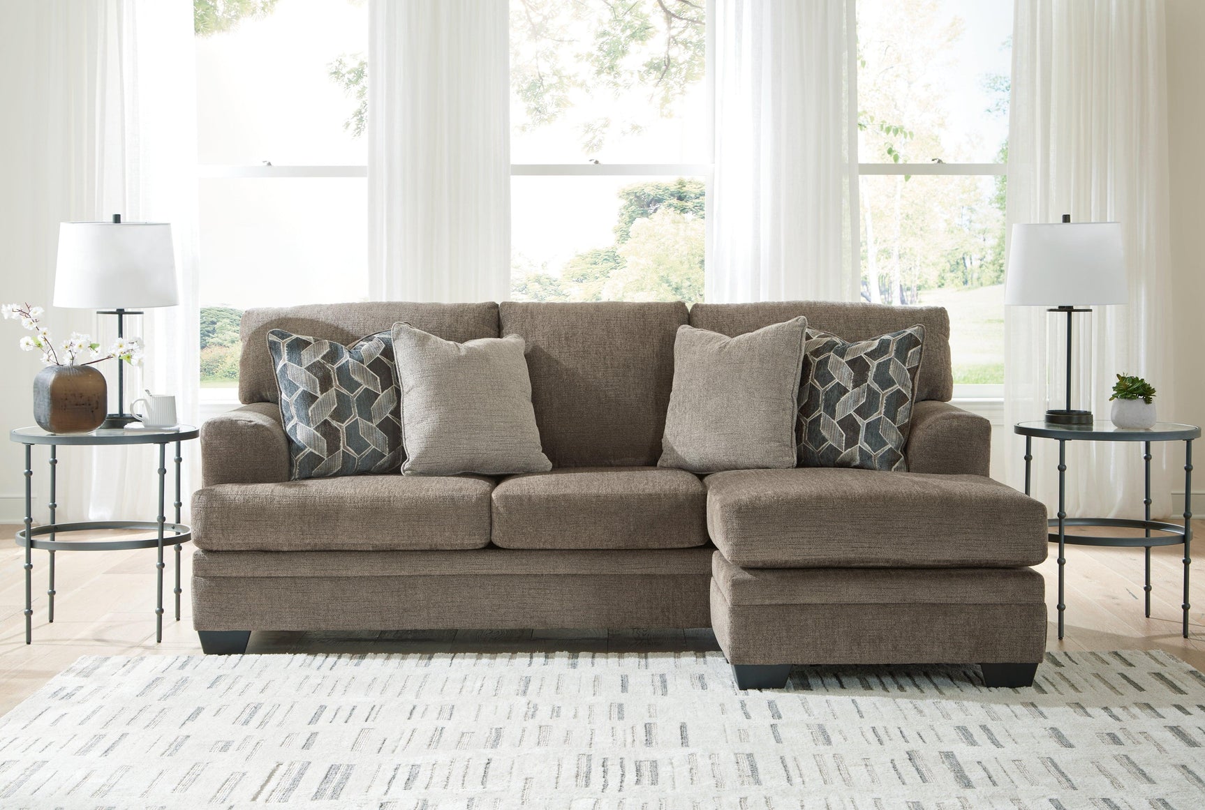 Stonemeade Nutmeg Sofa Chaise, Chair, And Ottoman - Ella Furniture