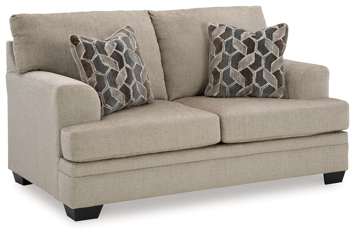 Stonemeade Taupe Chenille Loveseat side angle