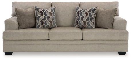Stonemeade Taupe Chenille Queen Sofa Sleeper open as queen bed