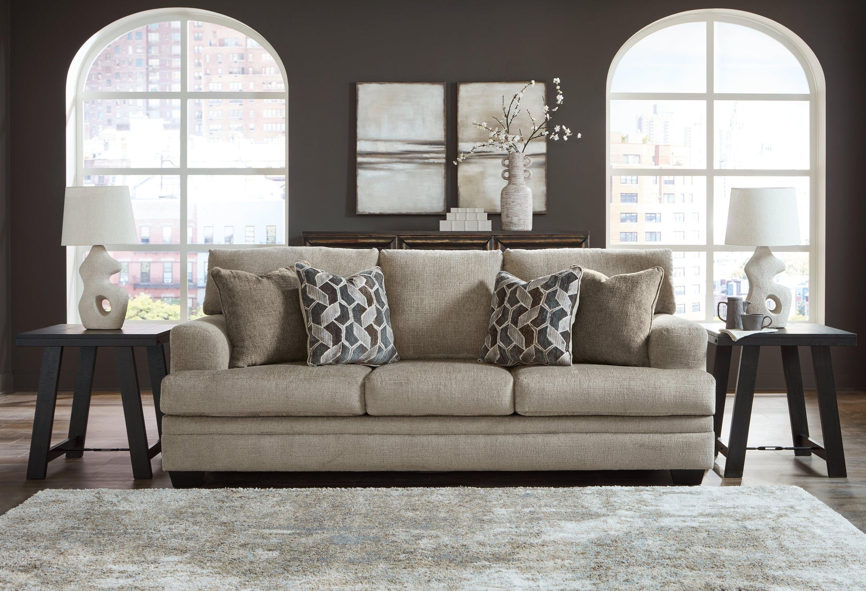 Stonemeade Taupe Chenille Queen Sofa Sleeper - Ella Furniture