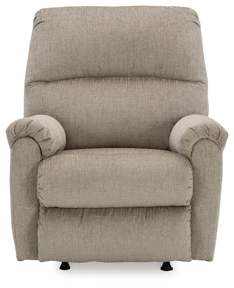 Stonemeade Taupe Chenille Recliner chair angled front view