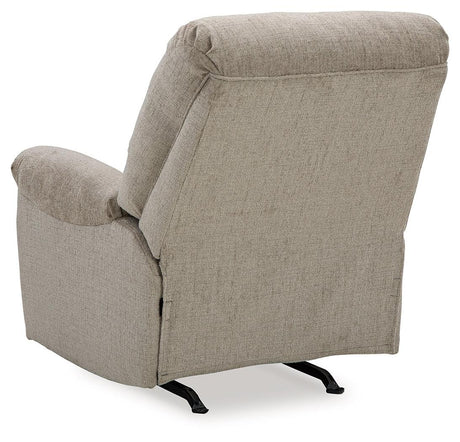 Stonemeade Taupe Chenille Recliner chair reclining angle