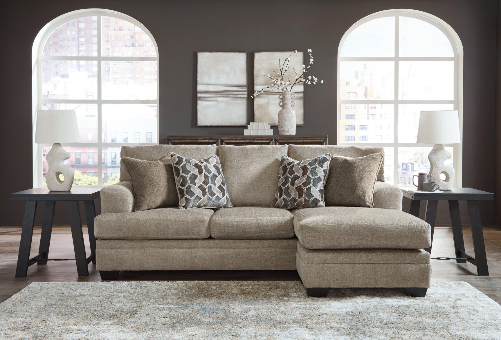 Stonemeade Taupe Sofa Chaise, Chair, and Ottoman - Ella Furniture