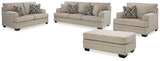 Stonemeade Taupe Sofa, Loveseat, Chair and Ottoman - Ella Furniture