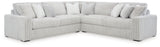 Side view of Stupendous Alloy Velvet 3-Piece Sectional sofa