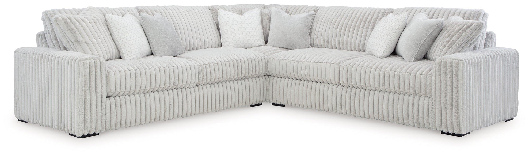 Side view of Stupendous Alloy Velvet 3-Piece Sectional sofa