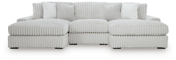Stupendous Alloy Velvet 3-Piece Sectional with Double Chaise - image 1
