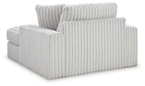 Detail of featherblend toss pillows on oversized chaise