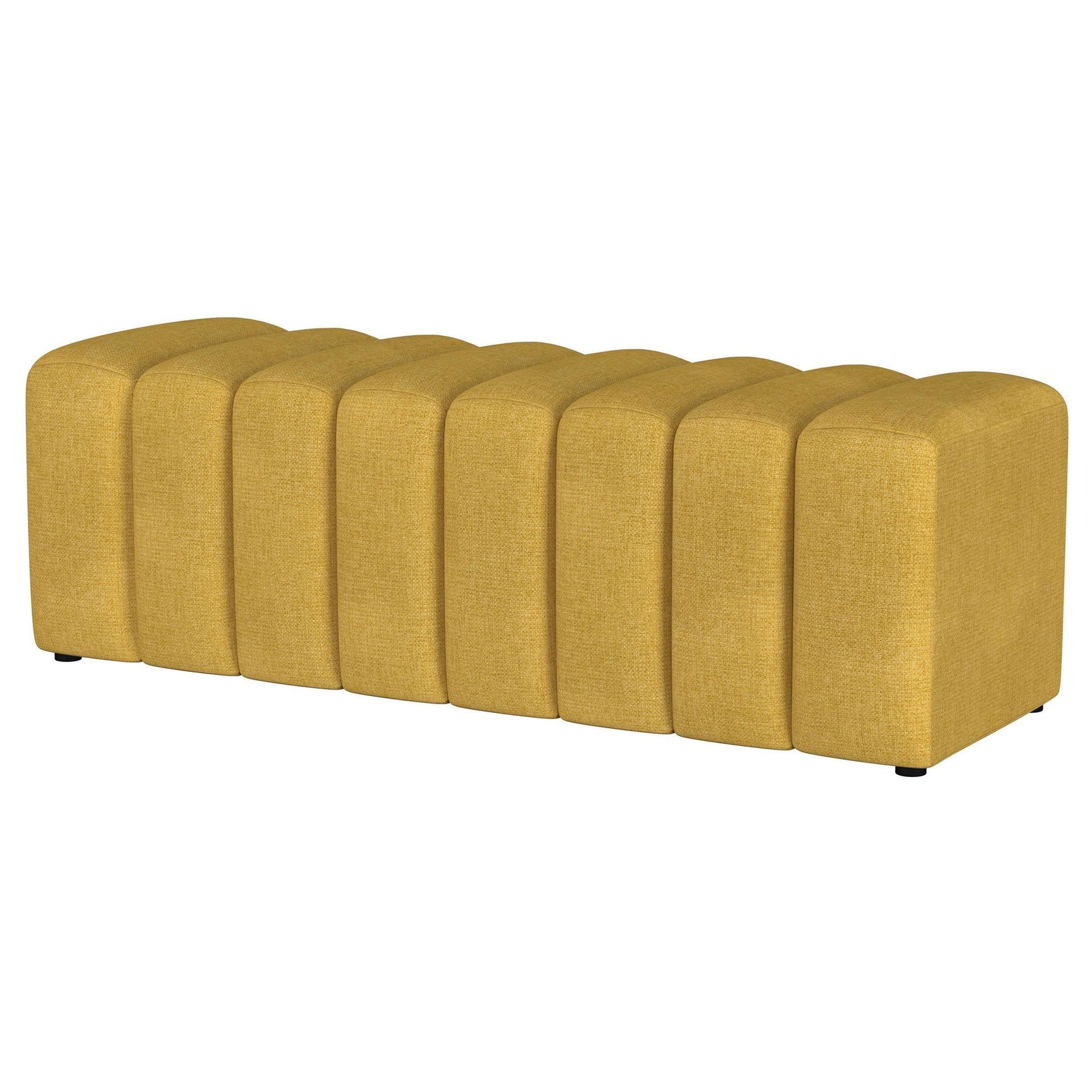 Summer accent bench showing plastic glide feet