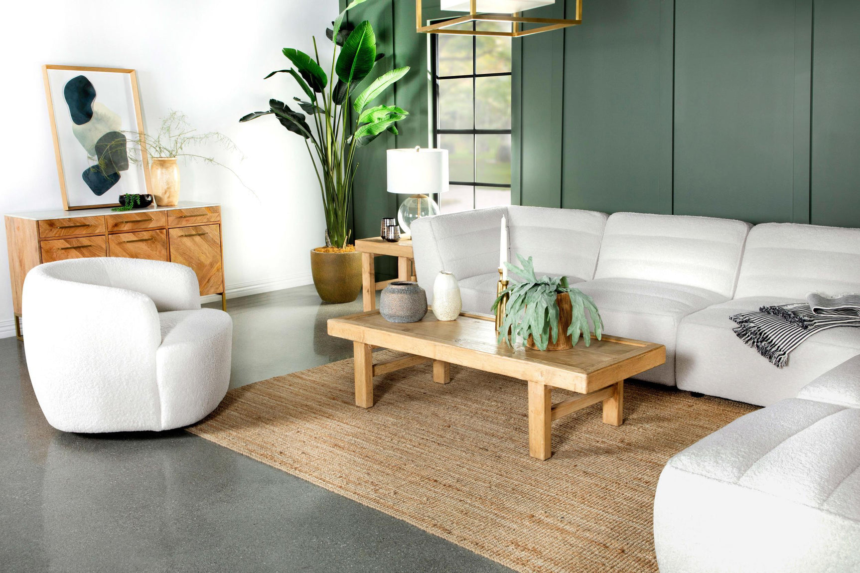 SUNNY Sunny 6-piece Upholstered Modular Sectional Sofa Natural 551621-SET - Ella Furniture