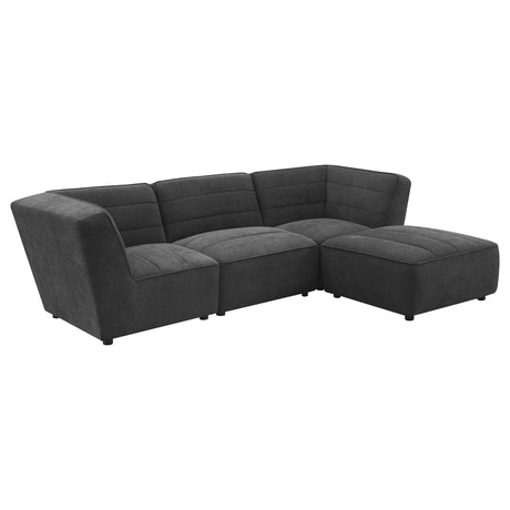 Sunny Upholstered Armless Chair Dark Charcoal, full side profile