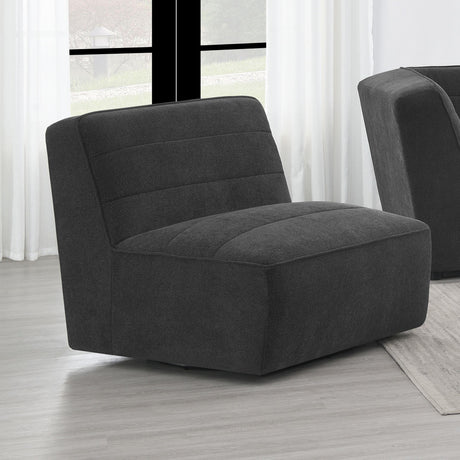 Sunny Upholstered Armless Chair Dark Charcoal, side view