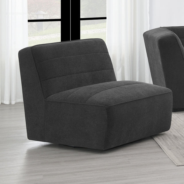 Sunny Upholstered Armless Chair Dark Charcoal, side view