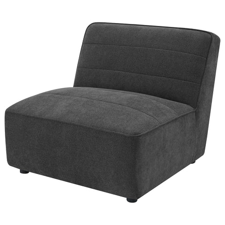 Sunny Upholstered Armless Chair Dark Charcoal, close-up of tufting