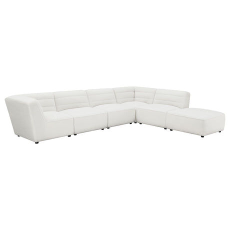 Sunny Upholstered Armless Chair Natural Showing Channel Tufting
