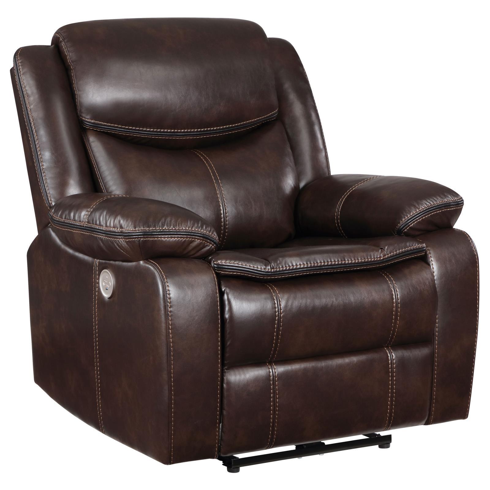 Sycamore recliner chair side angle showing powered control panel