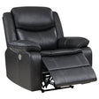 Sycamore Upholstered Power Recliner Chair dark grey side view