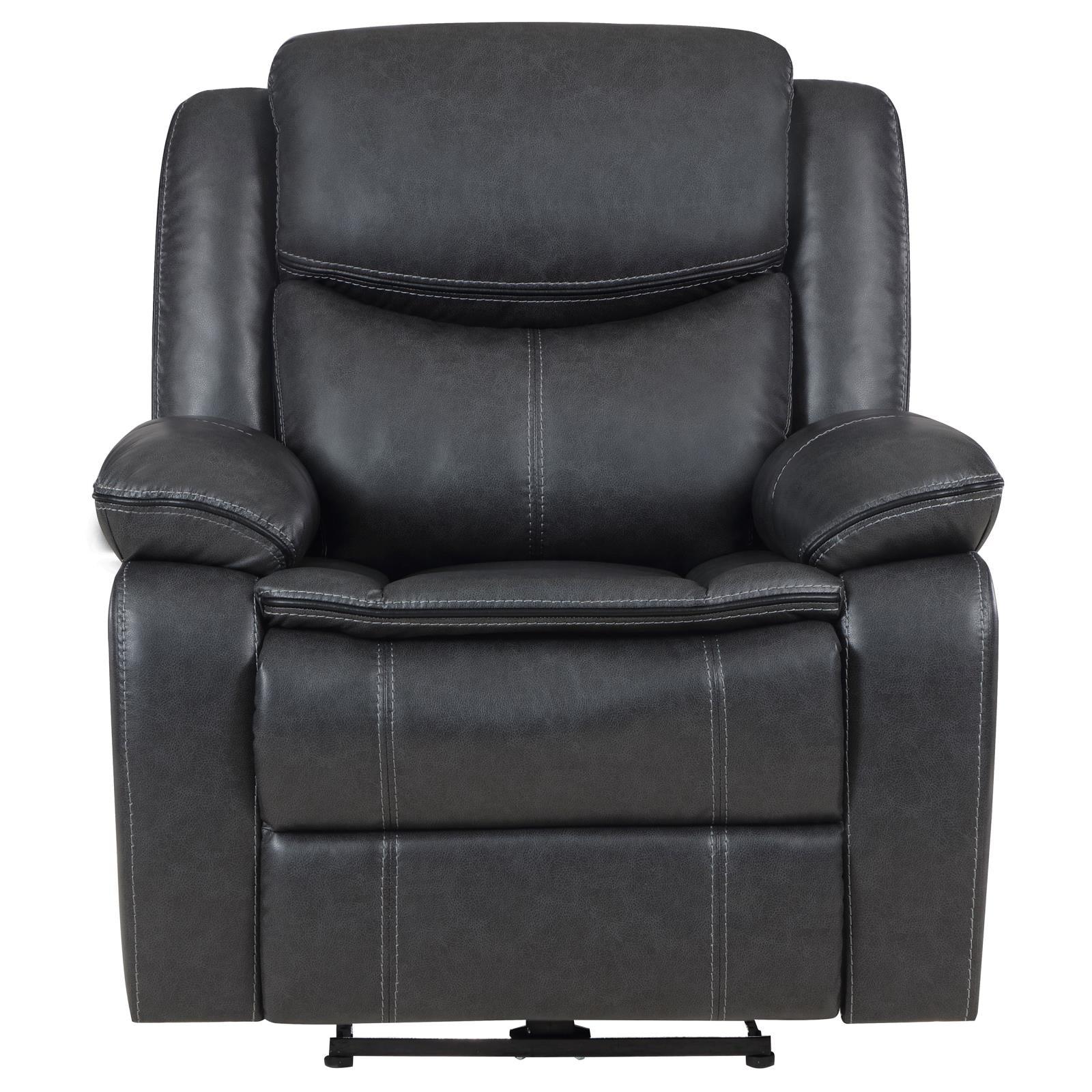 Close-up of leatherette upholstery with accent stitching