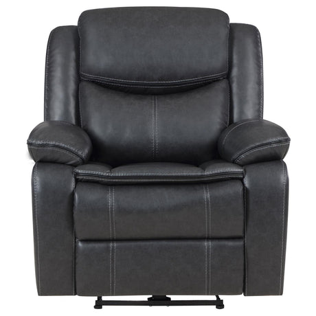 Close-up of leatherette upholstery with accent stitching