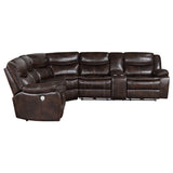 Back view showing attached cushions on Sycamore power reclining sectional