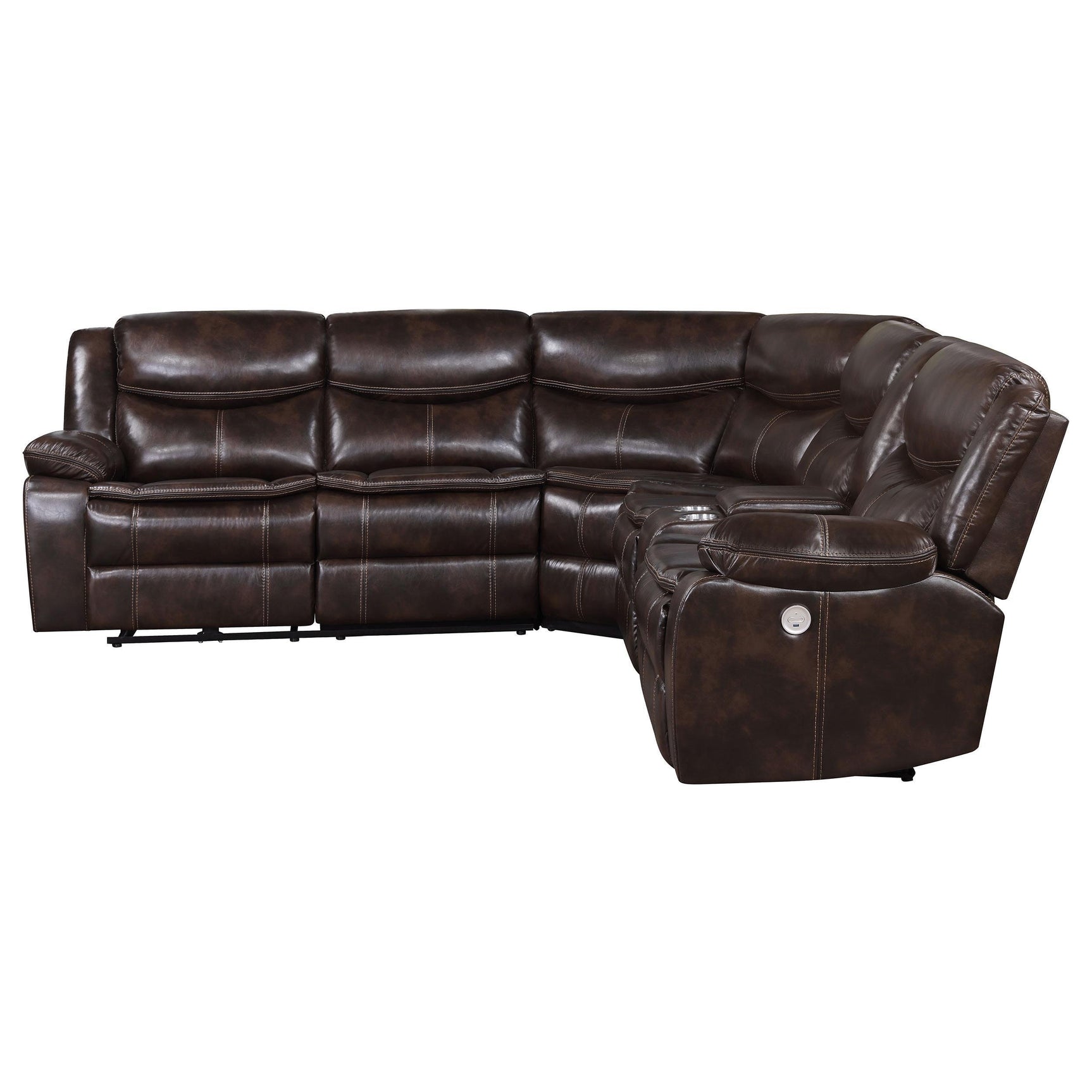 Power recliner control and sleek rounded armrest