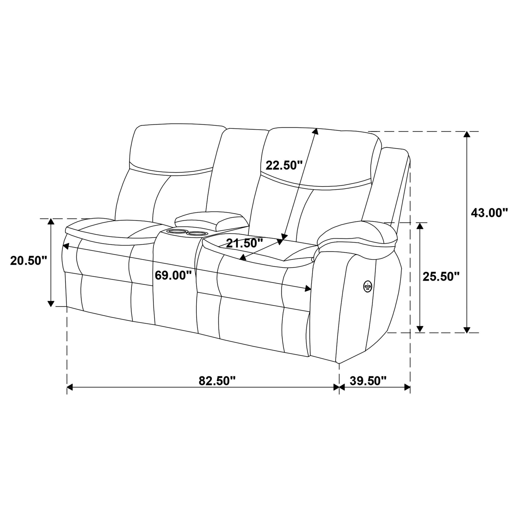 Sycamore Upholstered Power Reclining Sectional Sofa Dark Grey sofa in living room setting