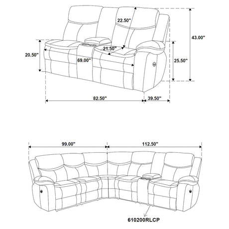 Sycamore sectional sofa back view