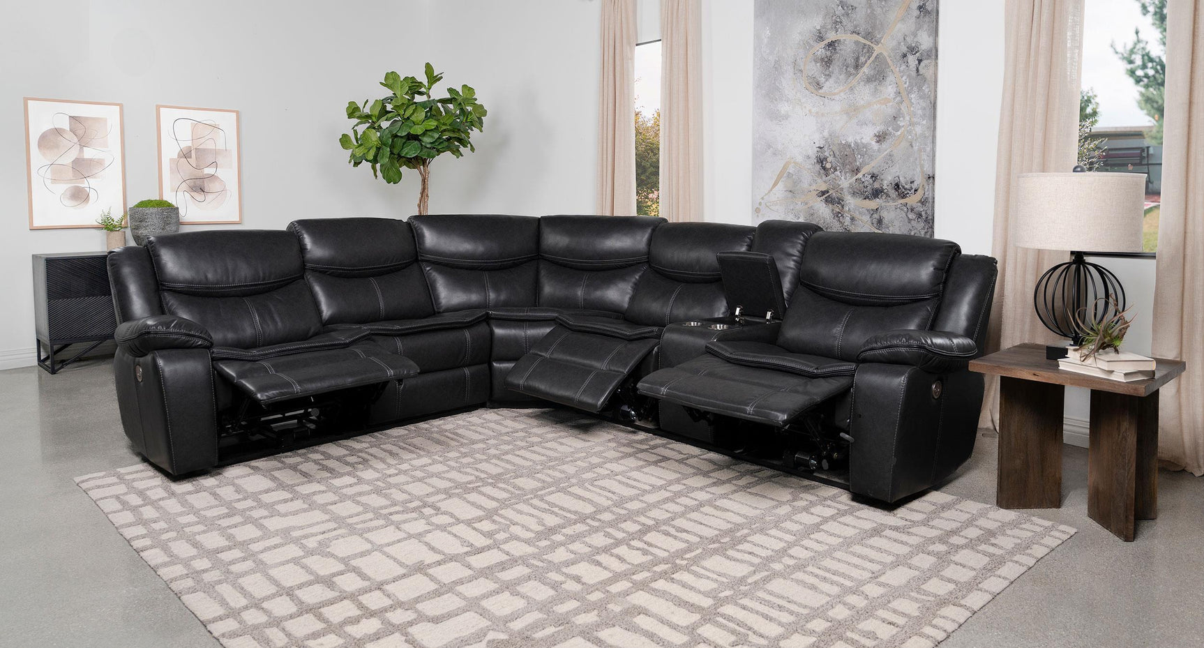 Sycamore sectional sofa reclining position side view
