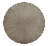 Close-up of Ranoka Platinum table's ash veneer top with intricate silver pattern