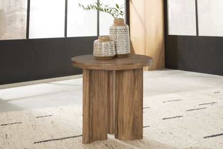 Austanny coffee table in warm brown, front angle view